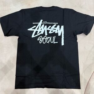 Stussy Seoul Black Tee with White Logo M